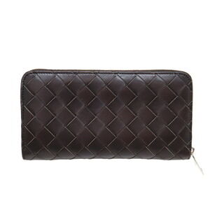 Bottega Veneta zipper wallet brown leather round red